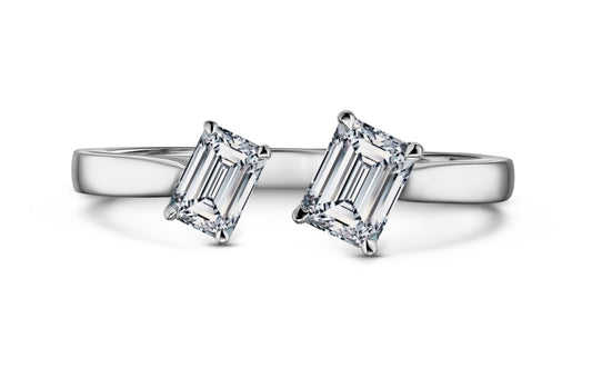 Emerald cut moissanite ring