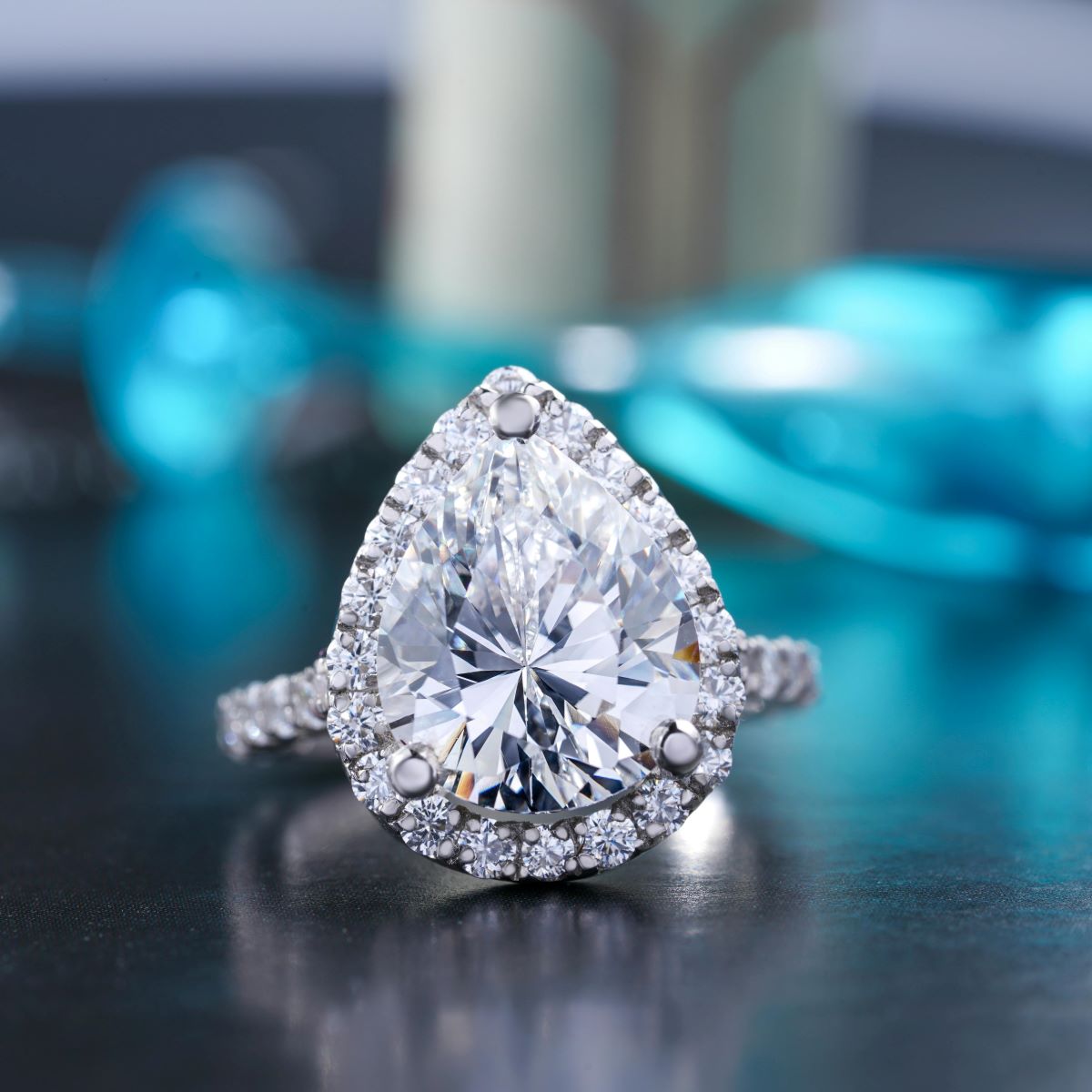 Moissanite halo engagement rings