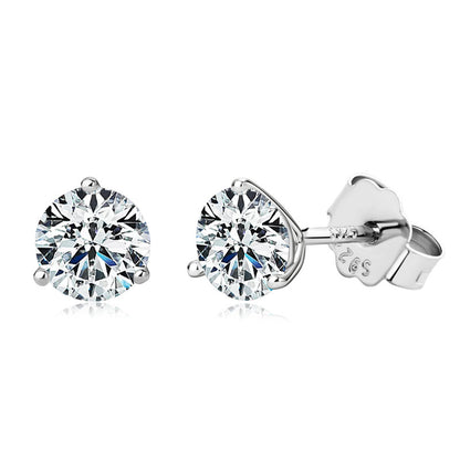 Silver Stud Earrings with Moissanite Diamond 