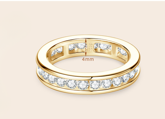 Channel-Set Diamond Wedding Ring 18k Gold Plated