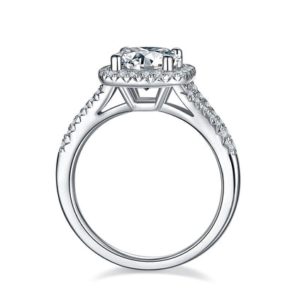 Moissanite Round Halo Diamond Ring