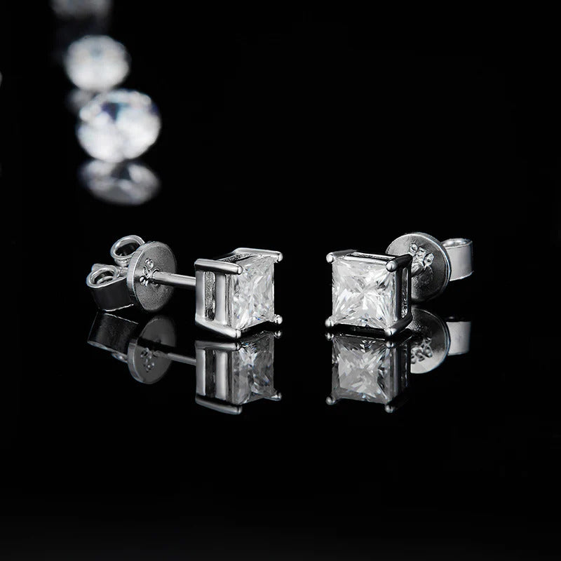 Princess Cut Moissanite Stud Earrings