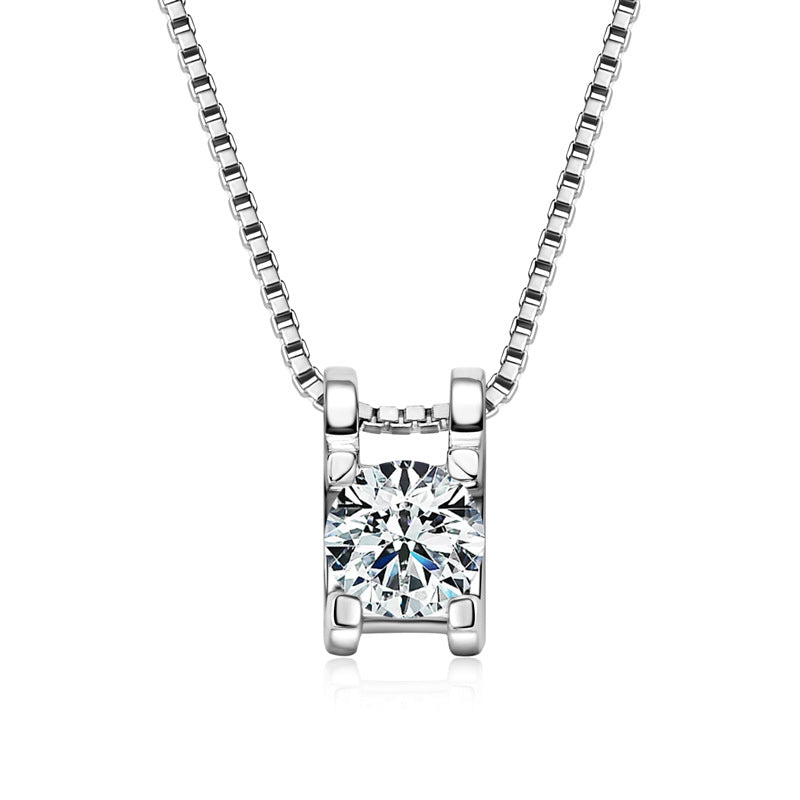 Round Cut Moissanite Diamond Pendant Necklace