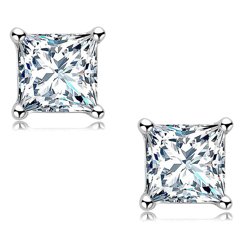 Princess Cut Moissanite Stud Earrings