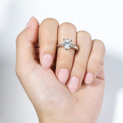 Pear Shaped Promise Engagement Wedding 2 Carat Moissanite Ring