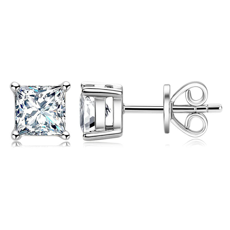 Princess Cut Moissanite Stud Earrings