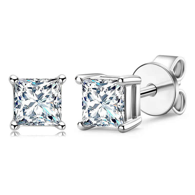 Princess Cut Moissanite Stud Earrings