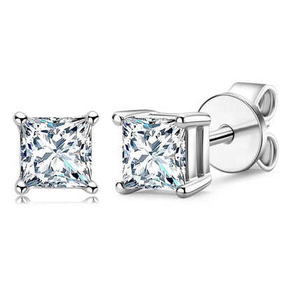 Princess Cut Moissanite Stud Earrings