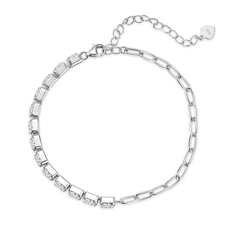 Moissanite Diamond Tennis Bracelet Paper Clip Link