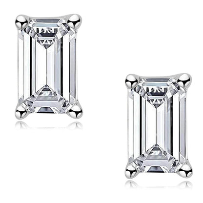 Solitaire Emerald Cut Moissanite Stud Earrings