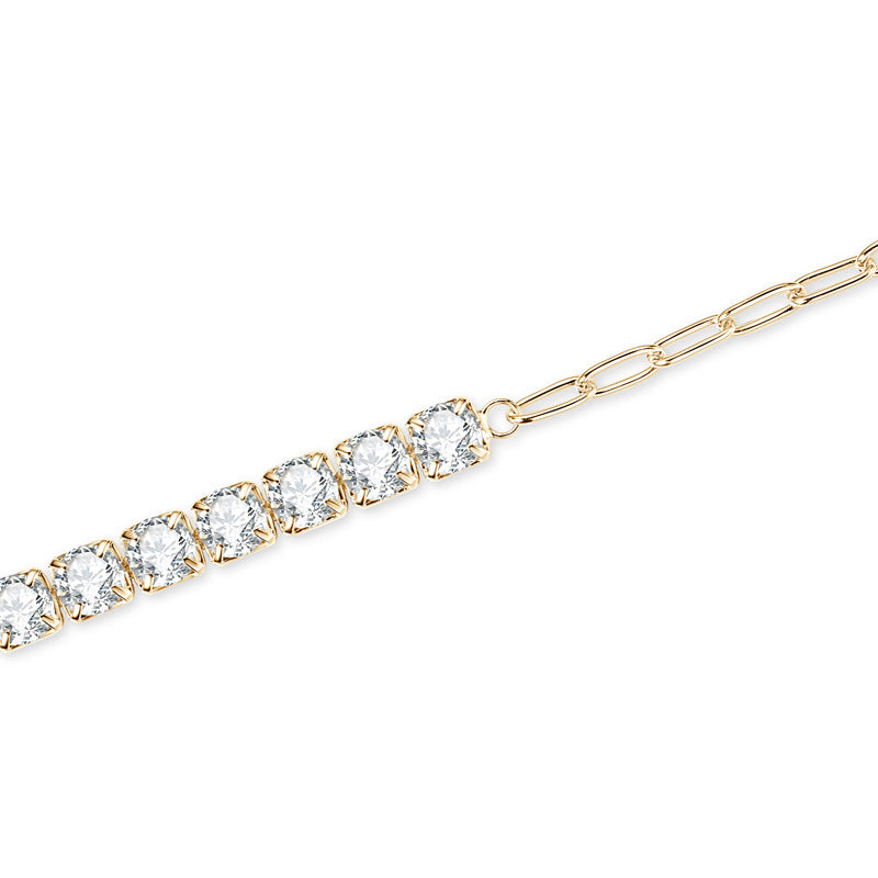 Moissanite Diamond Tennis Bracelet Paper Clip Link