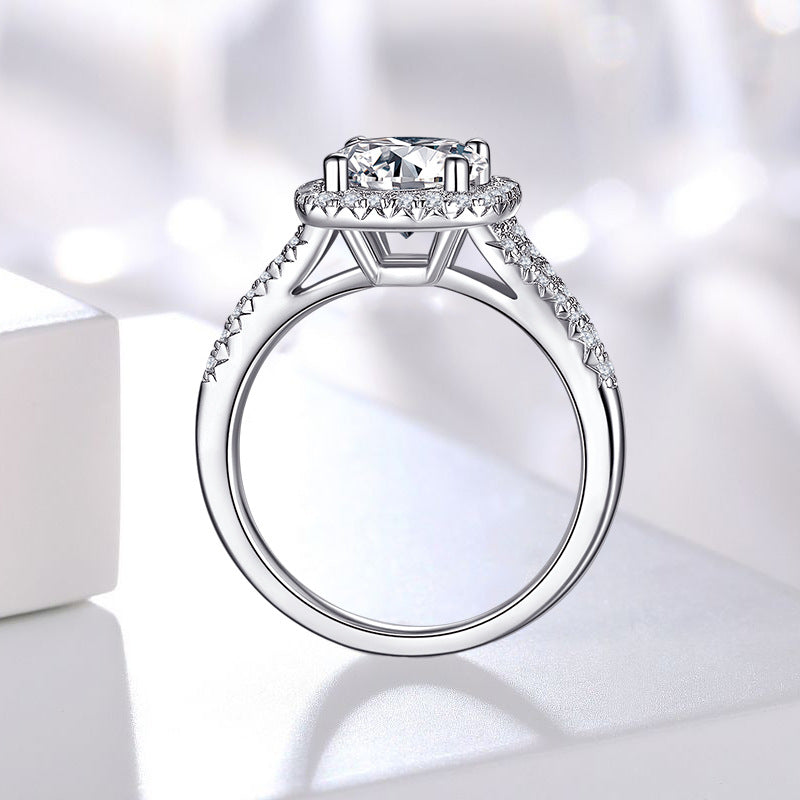 Moissanite Round Halo Diamond Ring