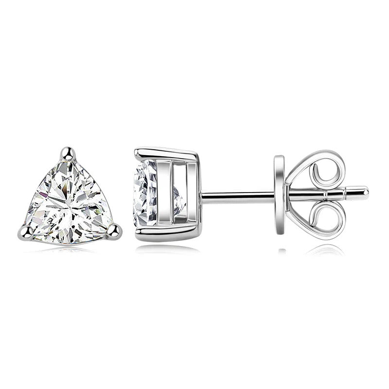 Trillion Cut Solitaire Moissanite Stud Earrings