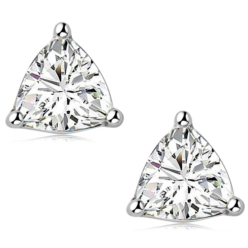 Trillion Cut Solitaire Moissanite Stud Earrings