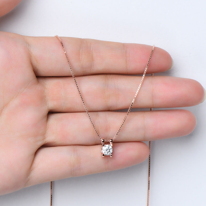 Round Cut Moissanite Diamond Pendant Necklace