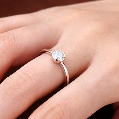 Moissanite Bezel Diamond Ring 