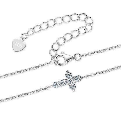 Silver Cross Moissanite Diamond Bracelet