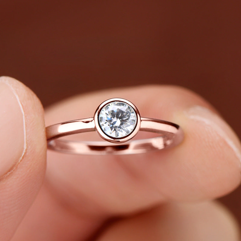 Moissanite Bezel Diamond Ring 