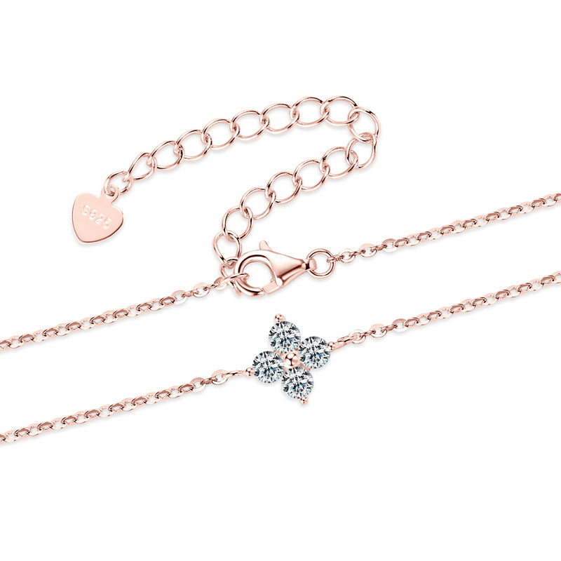 Minimalist Four-Leaf Clover Moissanite Bracelet