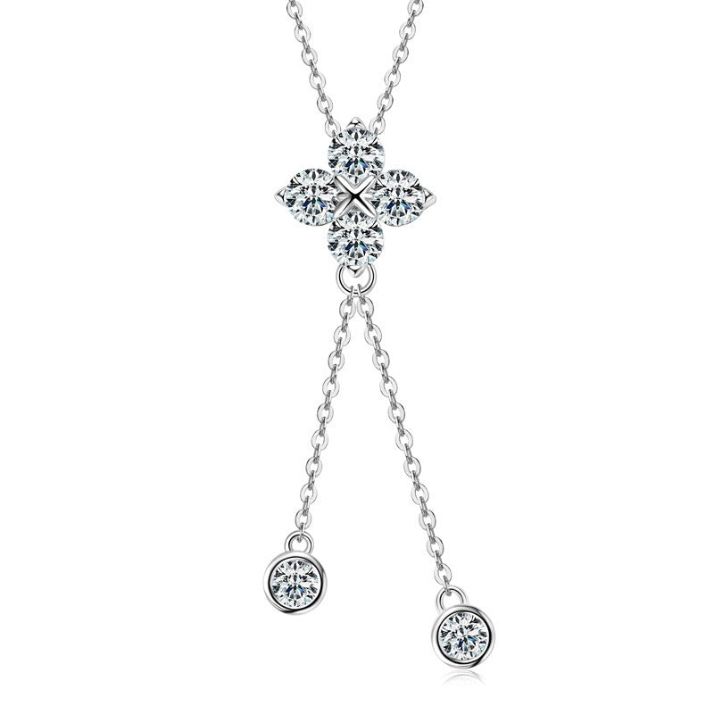 Four-Leaf Clover Moissanite Tassel Pendant