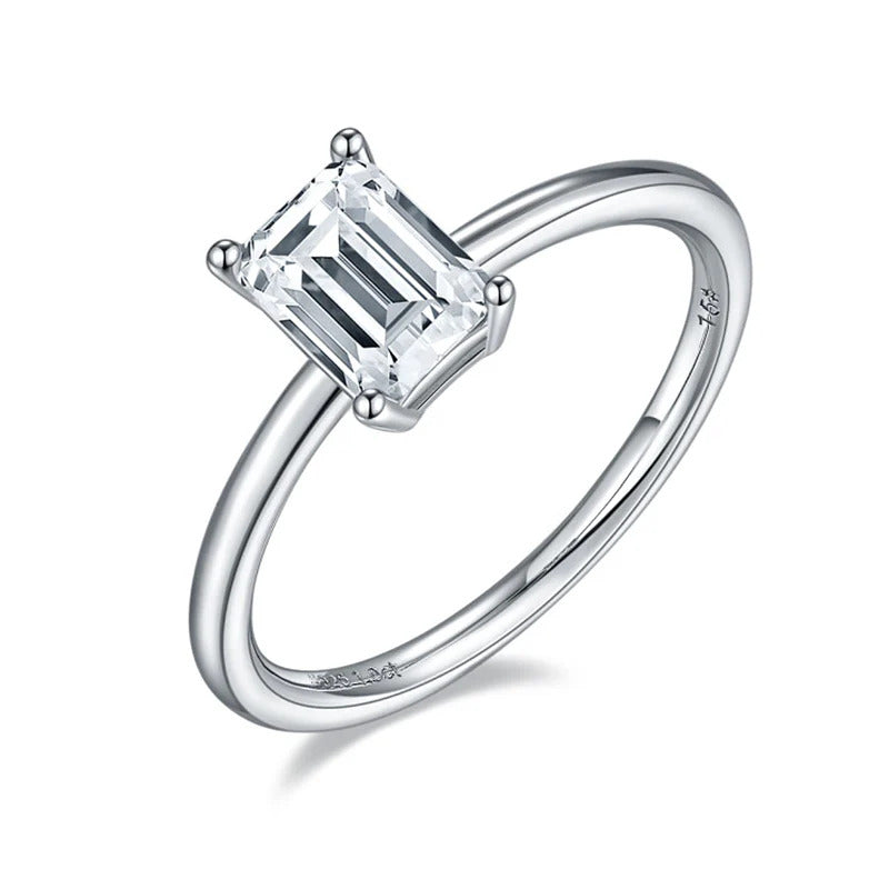 Solitaire Emerald Cut Moissanite Ring