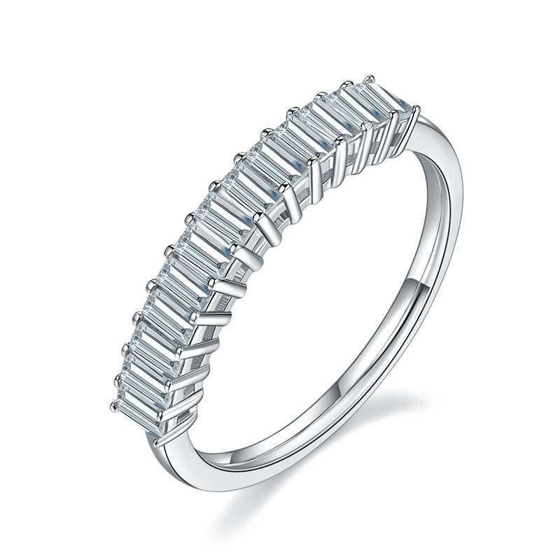 Emerald Cut Moissanite Half Eternity Ring