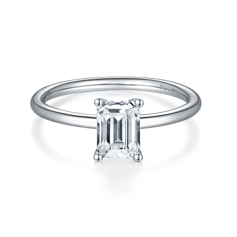 Solitaire Emerald Cut Moissanite Ring