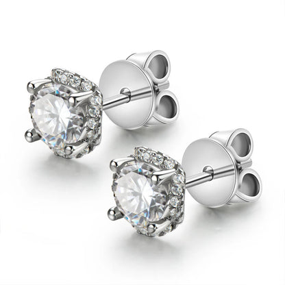 Classic Round Cut Moissanite Diamond Stud Earrings