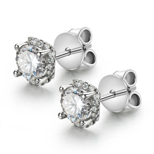 Classic Round Cut Moissanite Diamond Stud Earrings