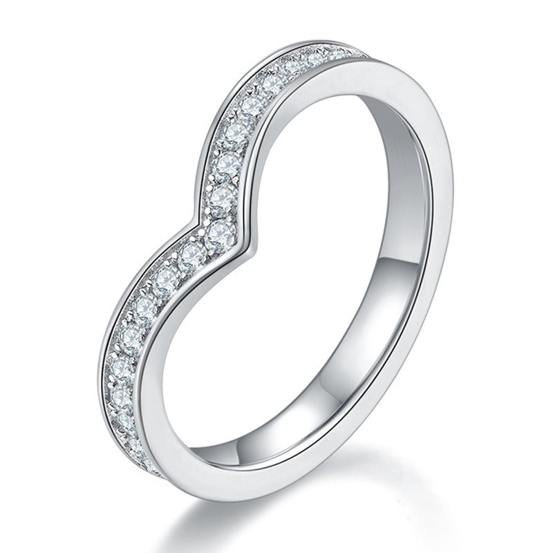 Wave-Shaped Micro Pave Moissanite Band