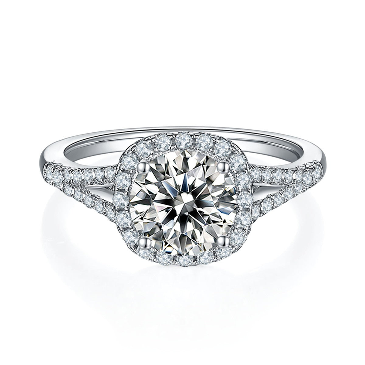 Moissanite Round Halo Diamond RingMoissanite Round Halo Diamond Ring