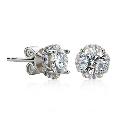 Classic Round Cut Moissanite Diamond Stud Earrings