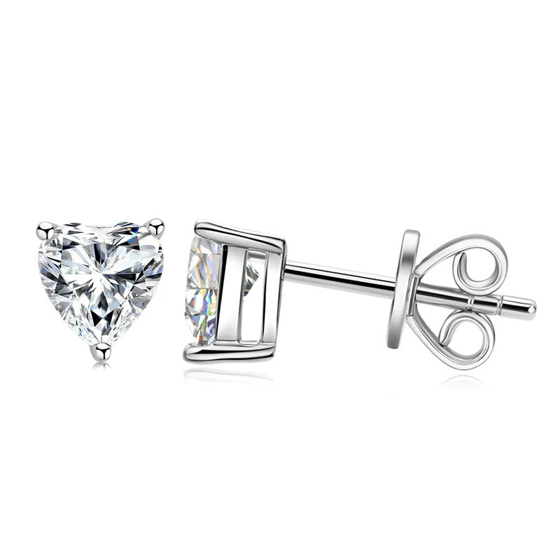 Heart Shaped Moissanite Stud Earrings