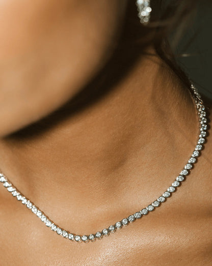 Bezel Moissanite Tennis Necklace