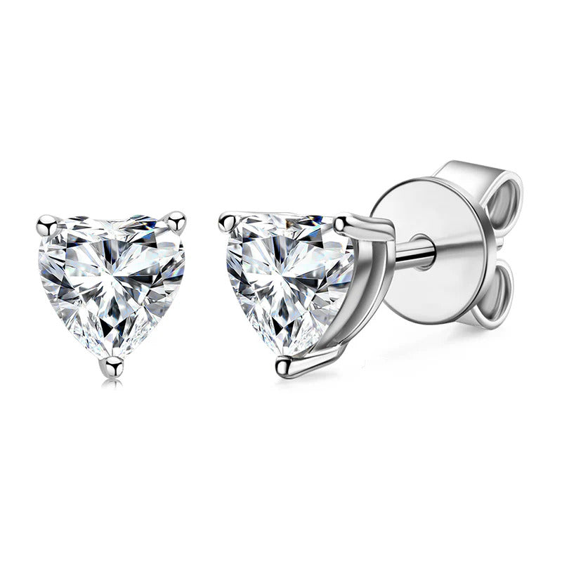 Heart Shaped Moissanite Stud Earrings