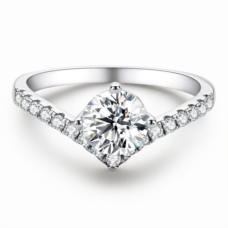 Prong Round Side Stone Diamond Engagement Ring