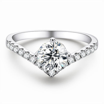 Prong Round Side Stone Diamond Engagement Ring