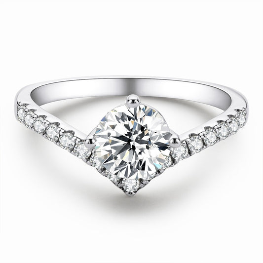 Prong Round Side Stone Diamond Engagement Ring