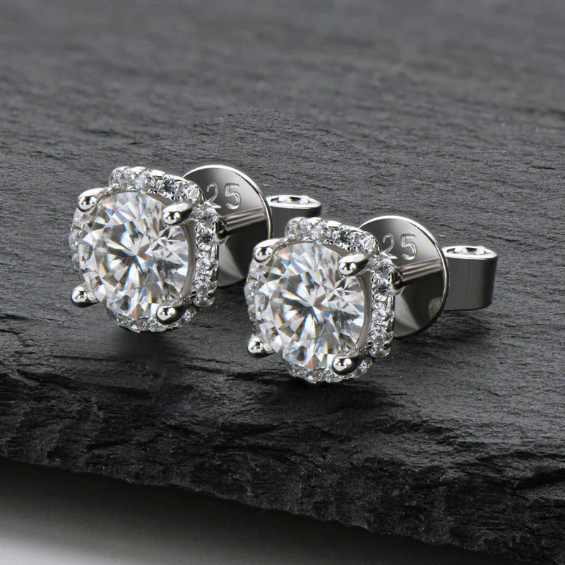 Classic Round Cut Moissanite Diamond Stud Earrings