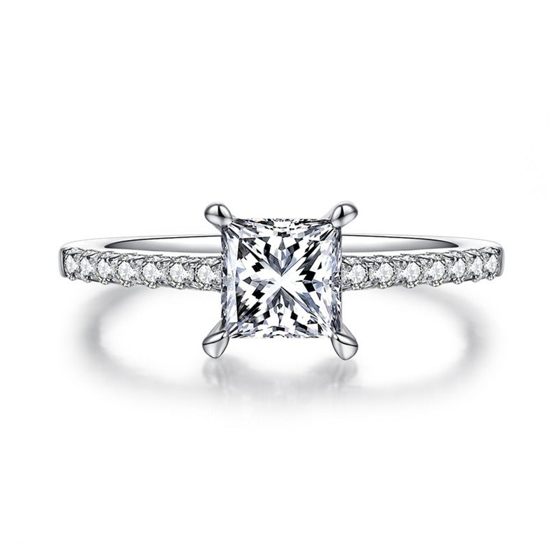 Princess Cut Diamond Pave Solitaire Engagement Ring