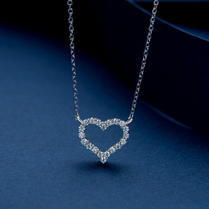 Round Cut Moissanite Heart Pendant Necklace