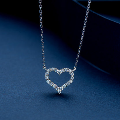 Round Cut Moissanite Heart Pendant Necklace