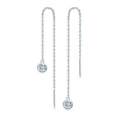 Moissanite Tassel Threader Drop Earrings Ear Line