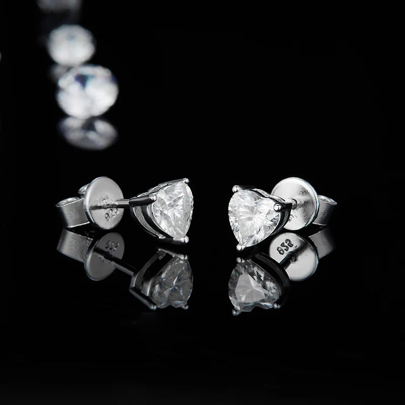 Heart Shaped Moissanite Stud Earrings