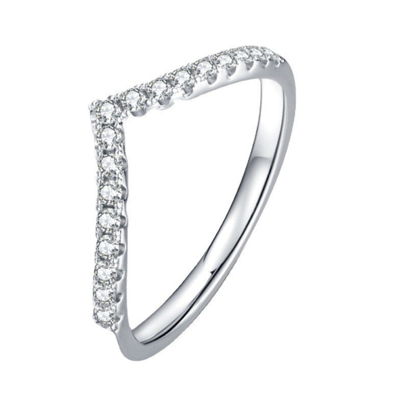 Wave-Shaped Micro Pave Moissanite Ring