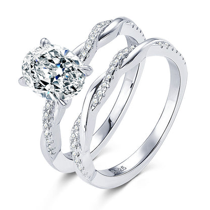 Oval Moissanite Diamond Wedding Set