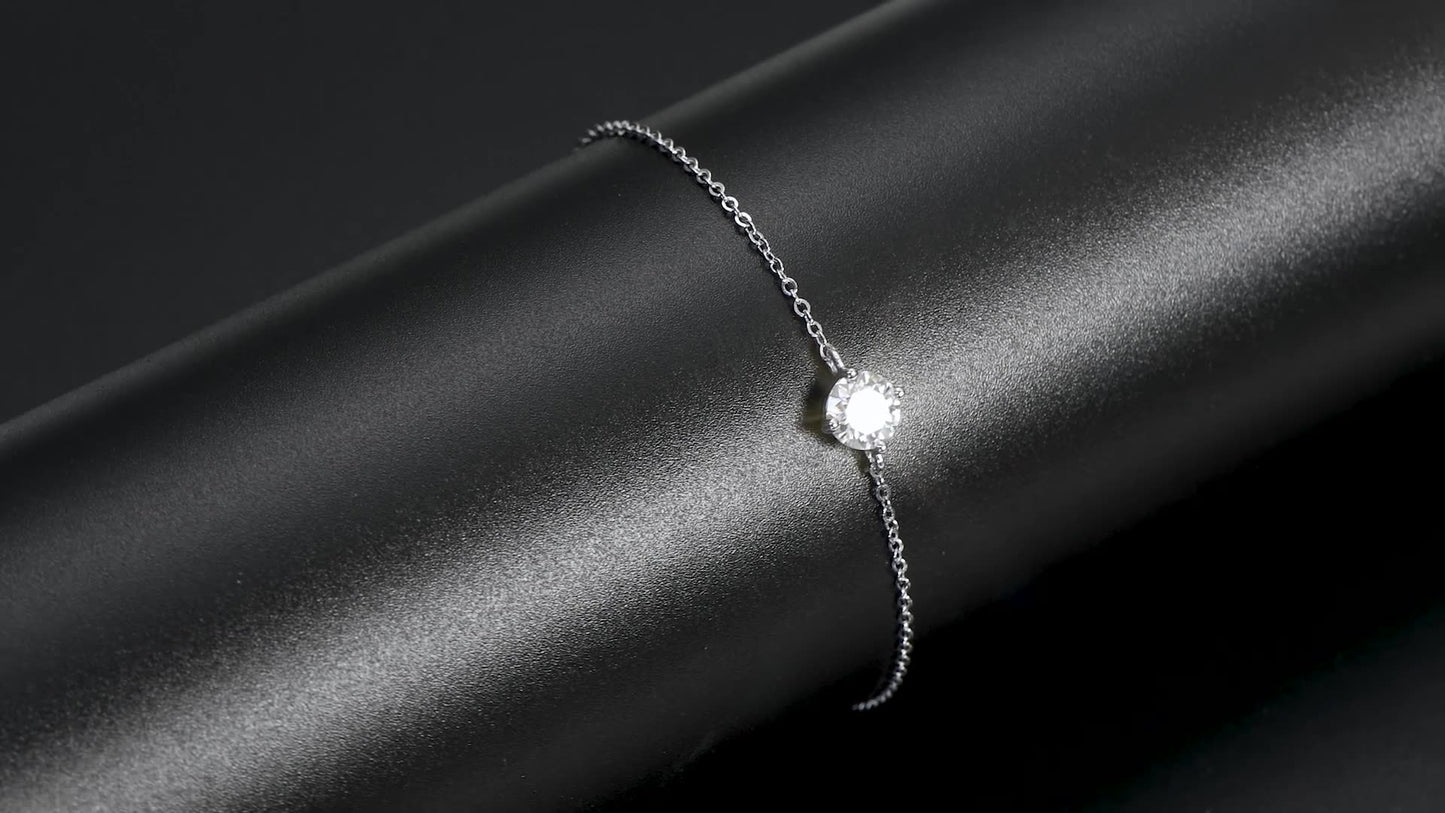 Moissanite Bracelet With Round Solitaire 1 Carat Pendant