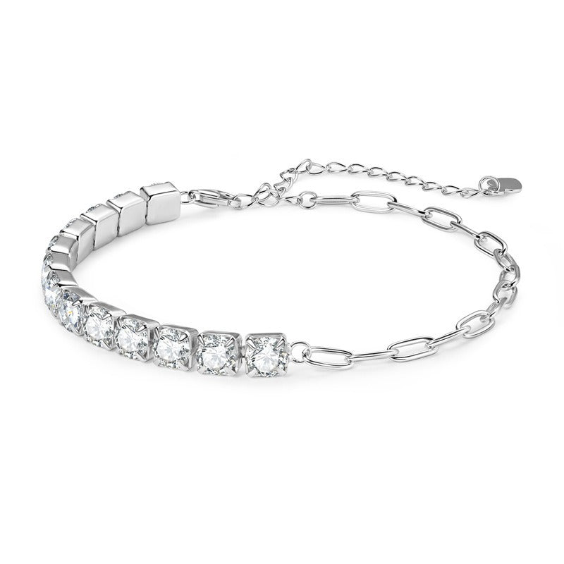 Moissanite Diamond Tennis Bracelet Paper Clip Link