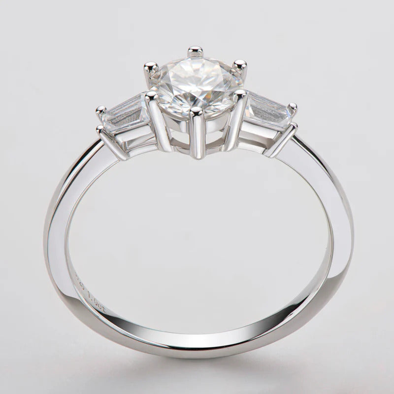 Moissanite Diamond Three Stone Ring