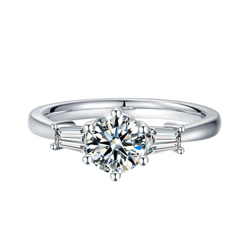 Moissanite Diamond Three Stone Ring